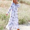 Clothing * | Fate-001 Bump Friendly Gracefully Yours Floral Chiffon Boho Maxi Dress Final Sale