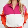 Clothing * | All-001 Circuit Cotton Blend Pocketed Half Zip Pullover Flame/ Magenta Final Sale