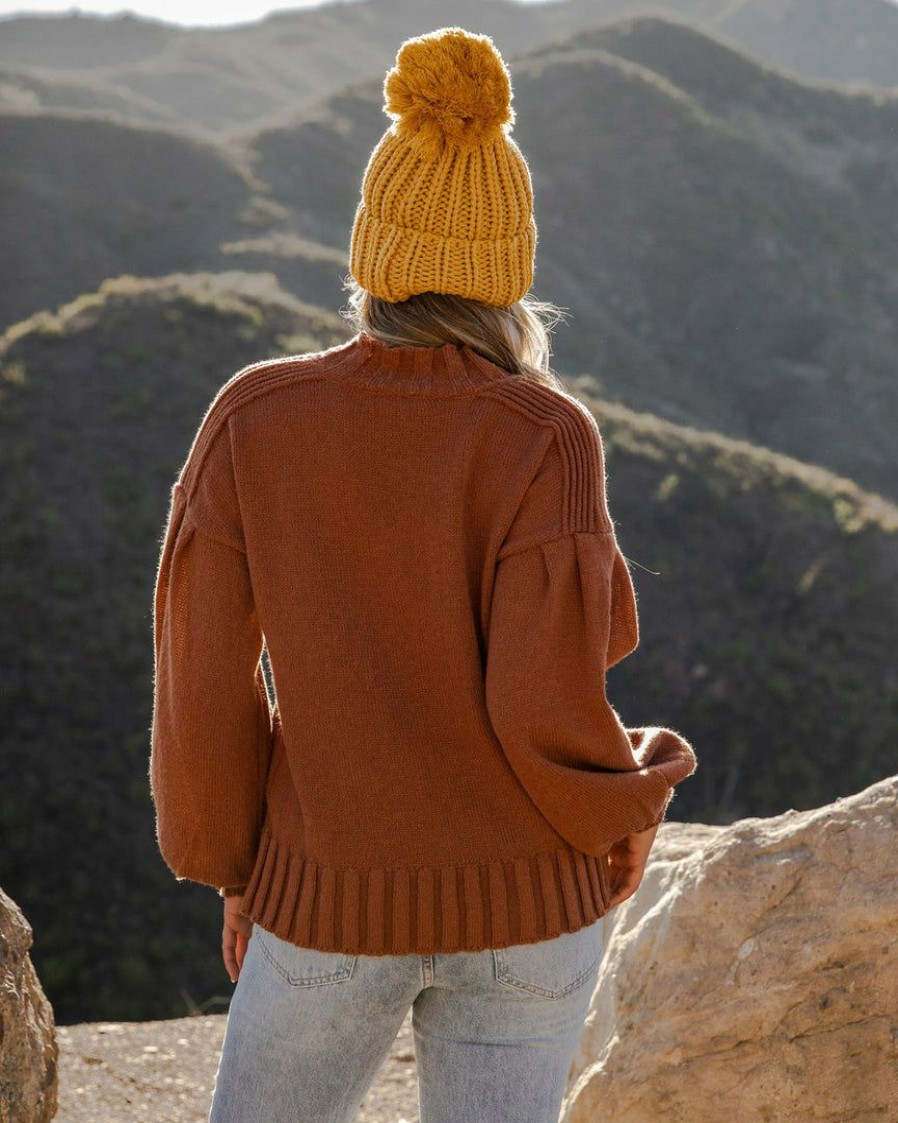 Clothing * | Very-001 Sweaters Bundle Up Ribbed Knit Sweater Rust