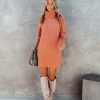 Clothing * | Dres-001 Frozen Heart Turtleneck Sweater Dress Clay Final Sale