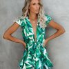 Clothing * | Luxx-001 Palm Island Ruffle Tie Romper Rompers + Jumpsuits