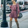 Clothing * | Must-001 Dresses Ayla Smocked Ruffle Mini Dress Dark Mauve Final Sale