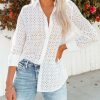 Clothing * | Acoa-001 Dolores Cotton Eyelet Button Down Top White Tops