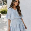 Clothing * | Entr-001 Slow It Down Smocked Tassel Dress Baby Blue Dresses