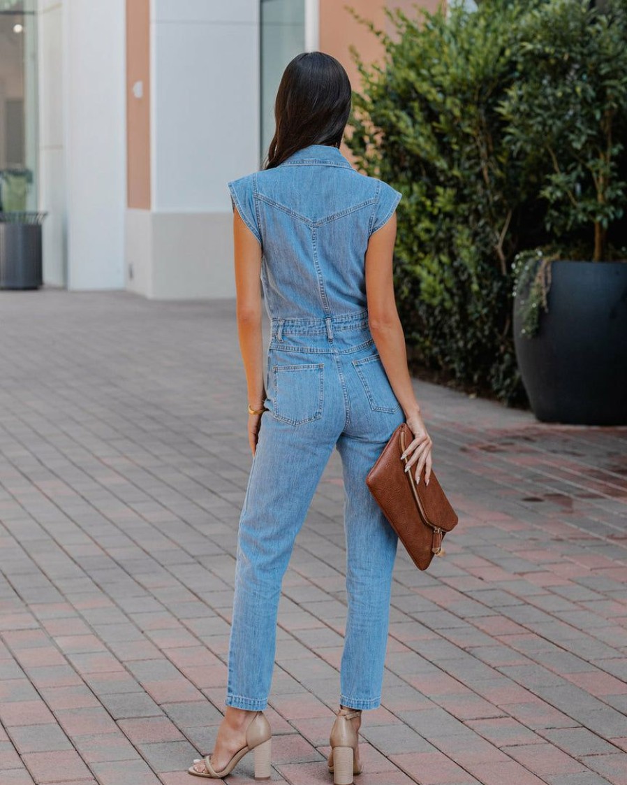 Clothing * | Gill-001 Take Me To Miami Alexaly Pocketed Denim Jumpsuit Final Sale