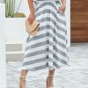 Clothing * | By T-001 Chic Matching Sets Drifted Cotton Pocketed Striped Midi Skirt Final Sale