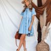 Clothing * | Miou-001 You And Paradise Pocketed Button Down Denim Dress Final Sale Dresses