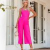 Clothing * | Dee-001 Take Me To Miami Dollhouse Cotton Pocketed Tie Back Jumpsuit Magenta Final Sale