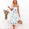 Clothing * | Suga-001 Special Event Leigha Textured Floral Tiered Midi Dress Ivory Blue Final Sale