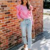 Clothing * | Entr-001 Dianna Ruffle Knit Sweater Pink Final Sale Sweaters