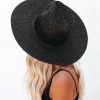 Accessories * | Fame-001 Out Of Office Straw Hat Black Final Sale Sunny Daze