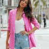 Clothing * | Fate-001 Ainsley Pocketed Tweed Blazer Hot Pink Coats & Jackets