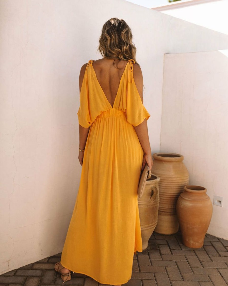 Clothing * | Oliv-001 Korrine Cold Shoulder Maxi Dress Marigold Final Sale The Vacation Shop