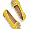 Shoes * | Into-001 Shoes Vanderpump Embellished Faux Suede Flats Yellow