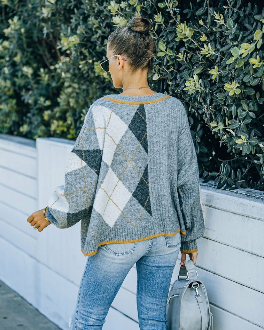 Clothing * | Pol-001 Sweaters Bernardo Argyle Knit Sweater Flash Sale