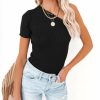 Clothing * | Wish-001 Tops Admiration One Shoulder Ribbed Knit Top Black