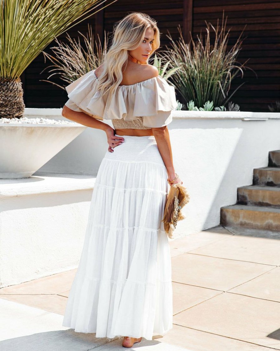 Clothing * | Must-001 Cruz Cotton Smocked Tiered Maxi Skirt Final Sale Bride To Be