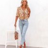 Clothing * | Endl-001 Blooming Love Floral Adjustable Tie Ruffle Blouse Final Sale Date Night Out