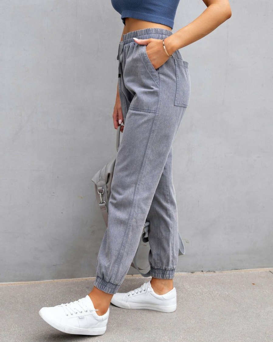 Clothing * | Entr-001 Doriana Cotton Pocketed Jogger Pants Charcoal