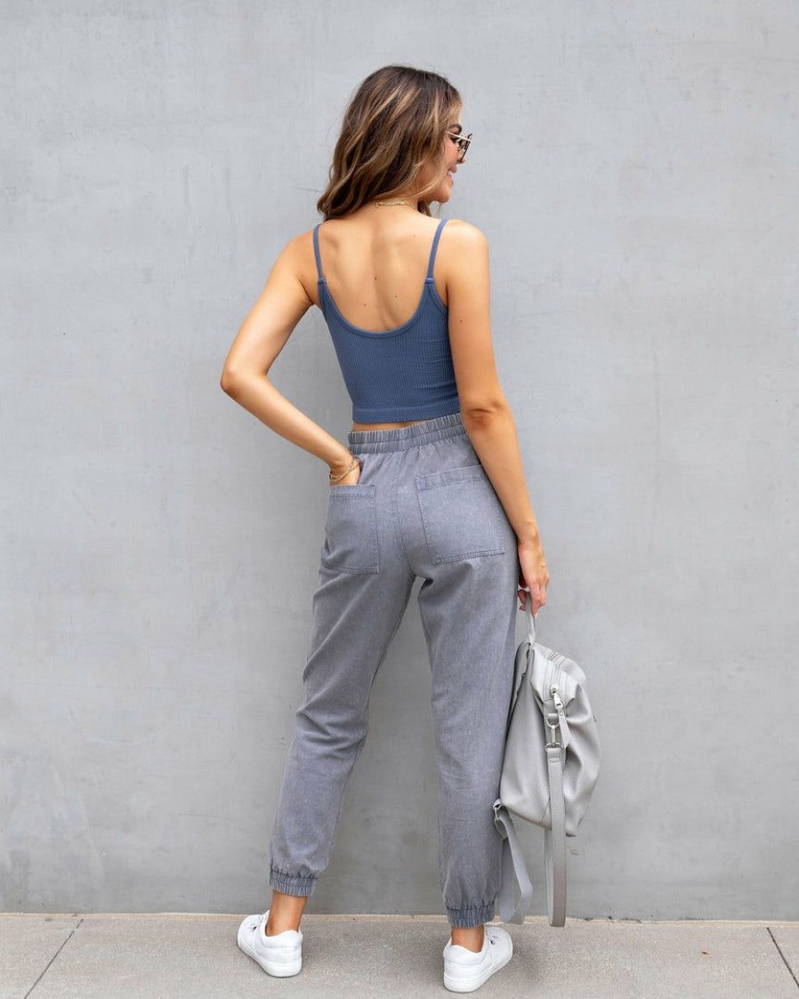 Clothing * | Entr-001 Doriana Cotton Pocketed Jogger Pants Charcoal