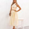 Clothing * | Flaw-001 Lisa Cotton Blend Pocketed Midi Skirt Yellow Flash Sale