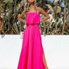 Clothing * | Tych-001 Dresses Vivid Strapless Slit Maxi Dress Hot Pink