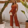 Clothing * | Stor-001 She Is Unstoppable Cotton Pocketed Jumpsuit Rust