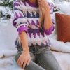 Clothing * | Entr-001 Sweaters Snowdrift Knit Sweater Purple Combo Final Sale