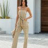 Clothing * | Blue-001 Cattano Cotton Utility Jumpsuit Olive Rompers + Jumpsuits