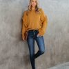 Clothing * | Thml-001 Sweaters Charleston Ruffle Knit Sweater Mustard Final Sale