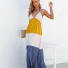 Clothing * | On T-001 Dresses Tahlia Pleated Colorblock Halter Maxi Dress Yellow Multi Final Sale