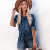 Clothing * | Flaw-001 Aeron Cotton Pocketed Chambray Romper Dark Denim