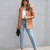 Clothing * | Baga-001 Fashion Affairs Faux Leather Blazer Camel