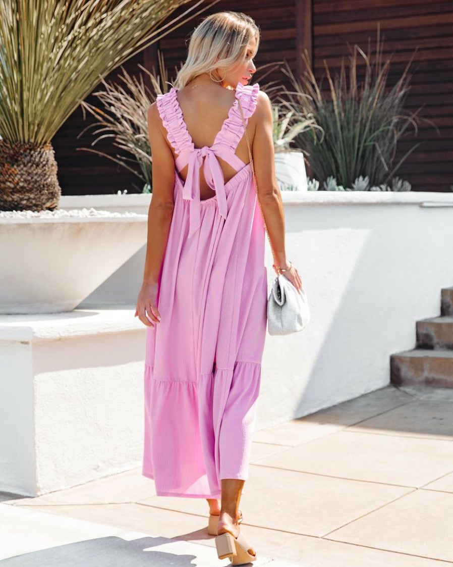 Clothing * | Salt-001 The Vacation Shop You Are Loved Ruched Strap Maxi Dress Lavender