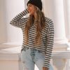 Clothing * | Firs-001 Keller Striped Knit Top Ivory Flash Sale Tops