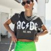 Clothing * | Recy-001 Take Me To Miami Ac Dc Cotton Crop Tee