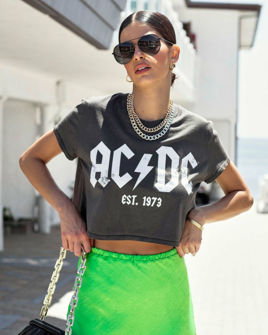 Clothing * | Recy-001 Take Me To Miami Ac Dc Cotton Crop Tee