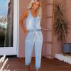 Clothing * | Love-003 Jana Pocketed Tencel Drawstring Jumpsuit Light Wash Final Sale Rompers + Jumpsuits