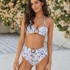 Clothing * | Fort-002 Ashley Pleated Ring Bandeau Swim Top Simply Floral The Vacation Shop