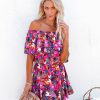 Clothing * | Suga-001 Rompers + Jumpsuits Lucinda Off The Shoulder Ruffle Romper Red Multi