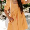 Clothing * | Entr-001 Dresses Nollie Cotton Pocketed Puff Sleeve Babydoll Dress Marigold Final Sale