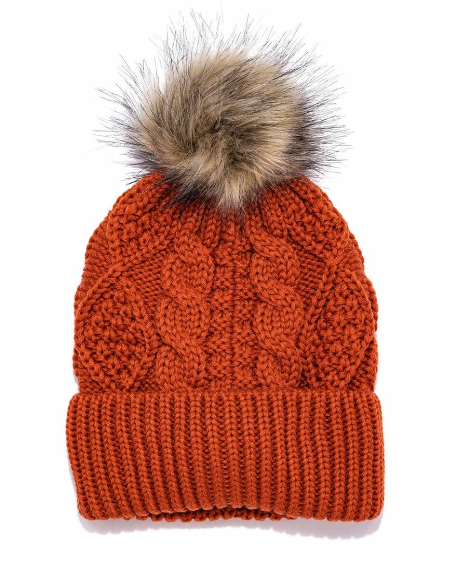 Accessories * | Succ-001 Brisk Pom Beanie Burnt Orange Final Sale