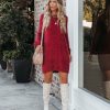 Clothing * | Tcec-001 So In Love Knit Sweater Dress Dark Mauve Final Sale