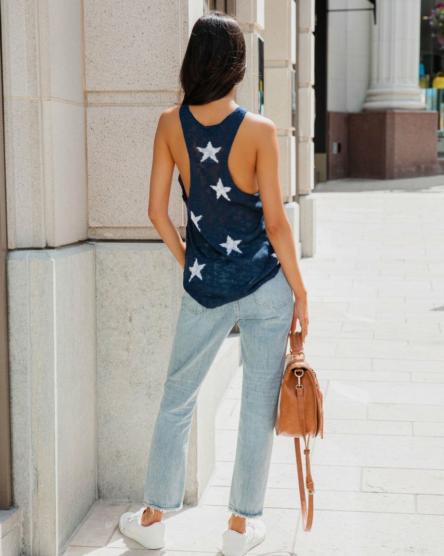 Clothing * | Oliv-001 Star Spangled Knit Tank Navy Final Sale Tops