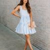 Clothing * | Mabl-001 Teagan Cotton Tiered Babydoll Dress Blue Final Sale