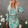 Clothing * | Acoa-001 Serayah Printed Satin Dress Green Paisley Final Sale Special Event