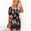 Clothing * | Aeom-001 Ready For Romance Embossed Smocked Floral Mini Dress Final Sale