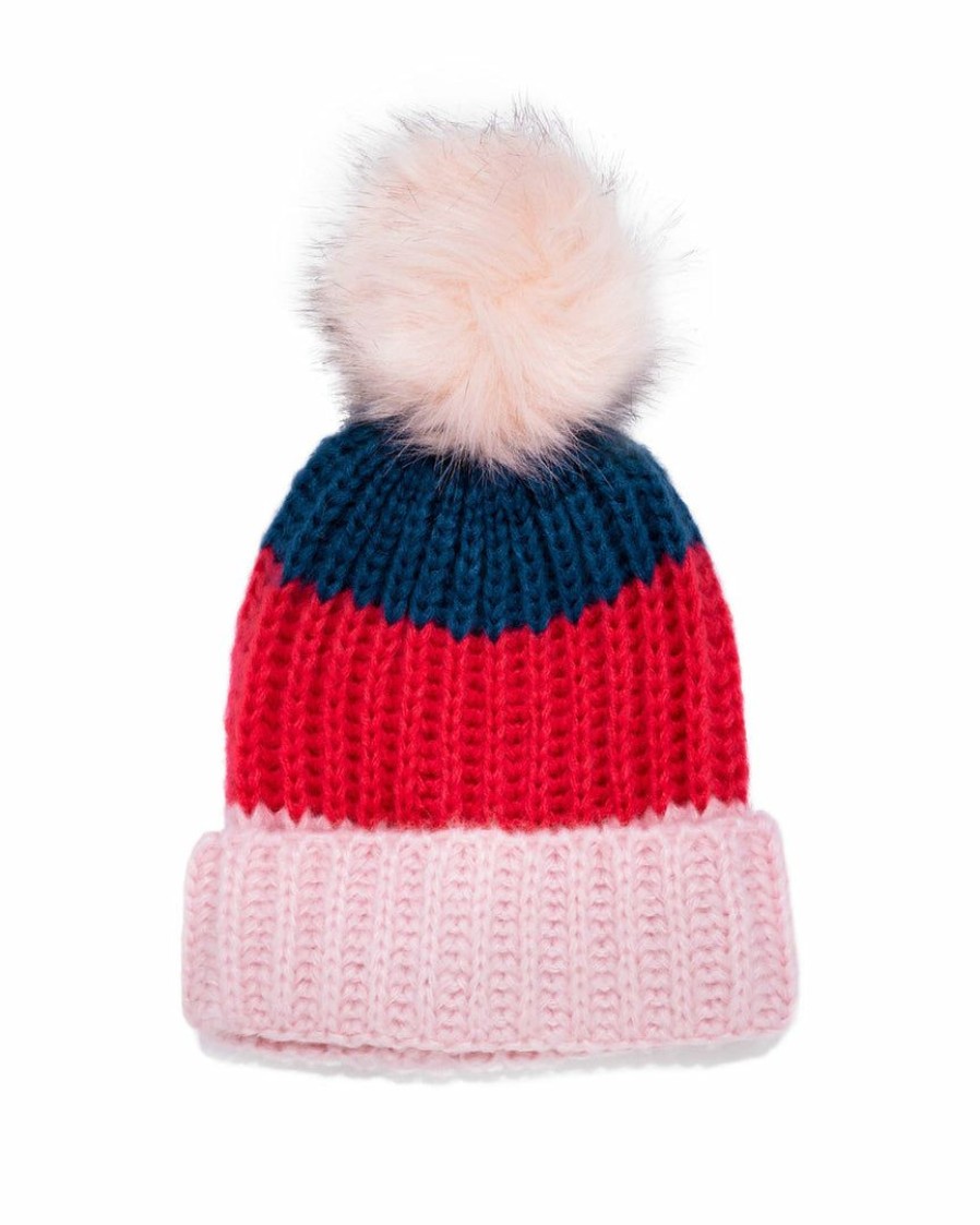 Accessories * | Succ-001 Alpine Pom Beanie Hot Pink Multi Final Sale Vici Exclusives