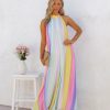 Clothing * | Entr-001 Springtime State Of Mind Striped Flowy Jumpsuit Rainbow Final Sale