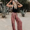 Clothing * | Chat-001 Uma Smocked Tie Dye Pants Mauve Grey Bottoms